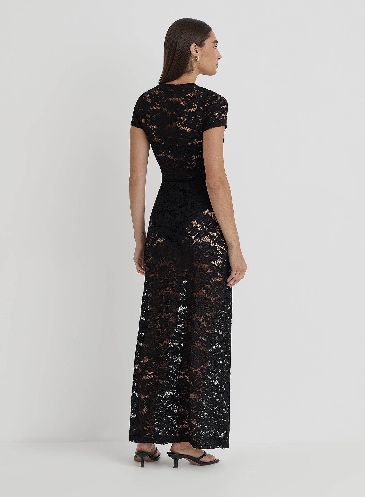 Black Short Sleeve Lace Top